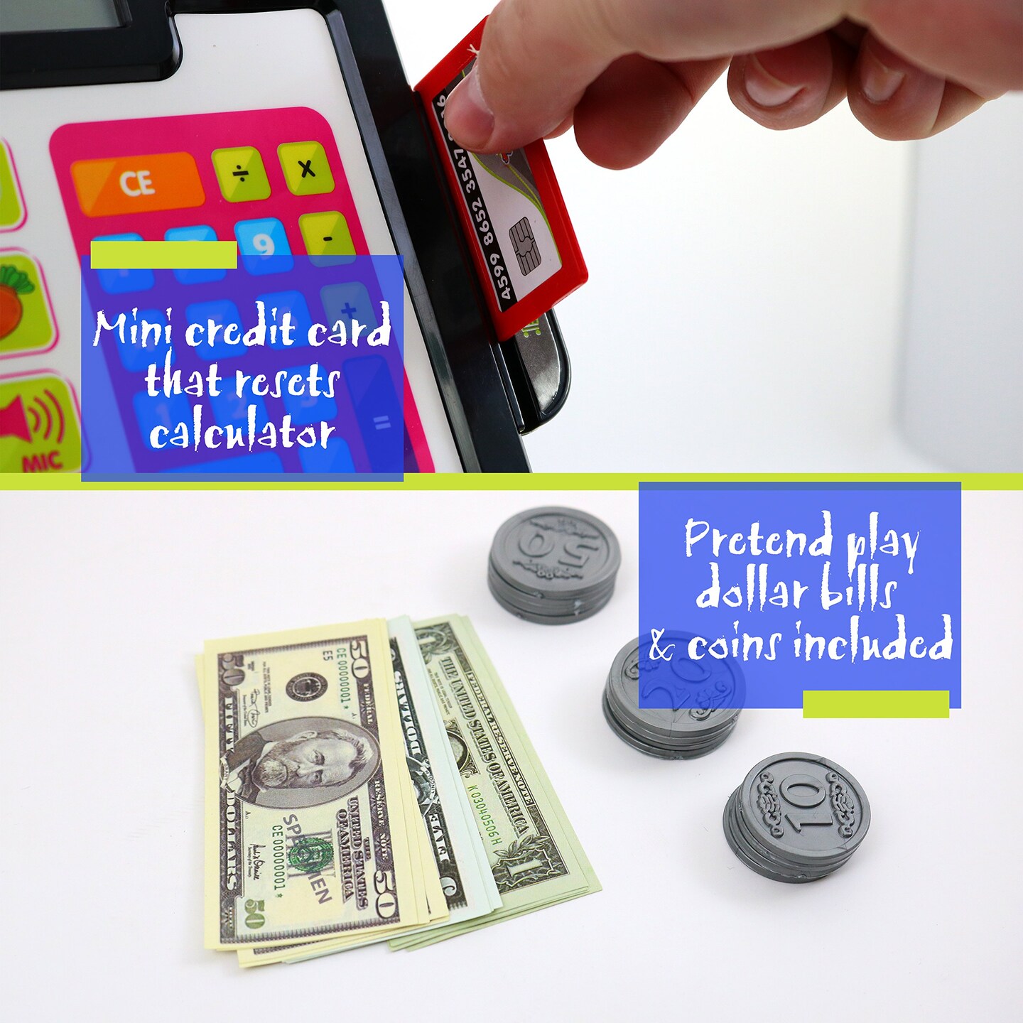 27 Piece Cash Register Set With Pretend Play Food, Money, Lights and Sounds