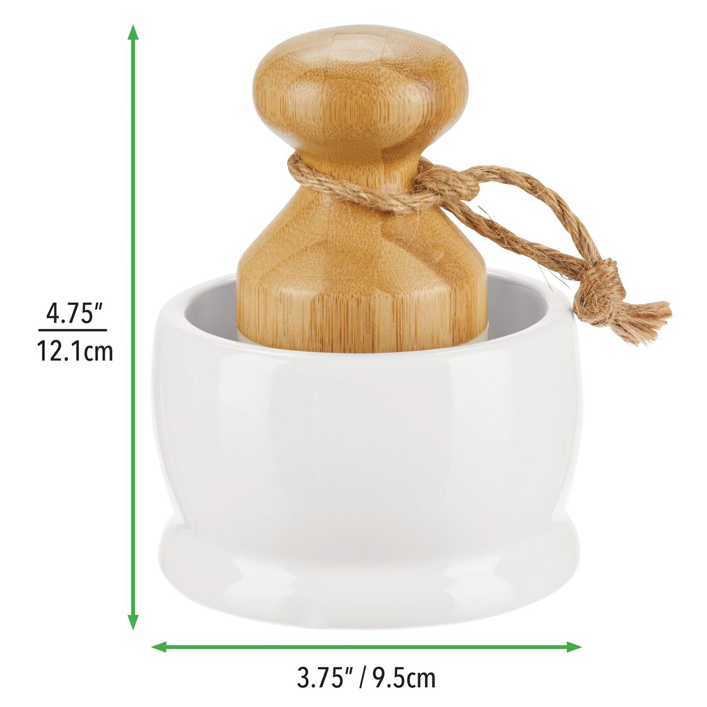 mDesign Bamboo Mini Kitchen Palm Dish Scrubber Brush with Holder