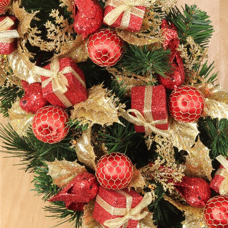 12-Pack Red & Gold Christmas Ornament Picks - Festive Tree Decor ...