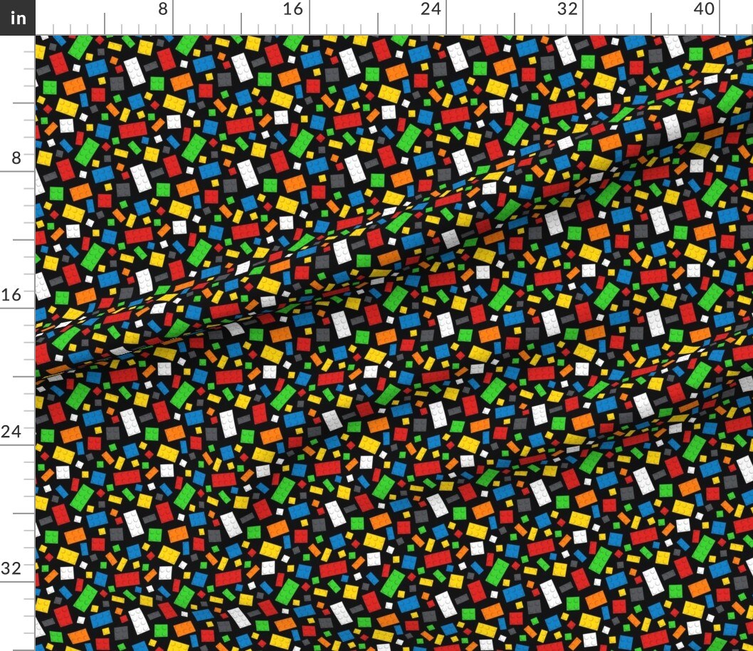 Building Brick Scatter Green Blue Yellow Red Block Toy Custom Printed Fabric by Spoonflower Various Fabrics by the Yard or Fat Quarter