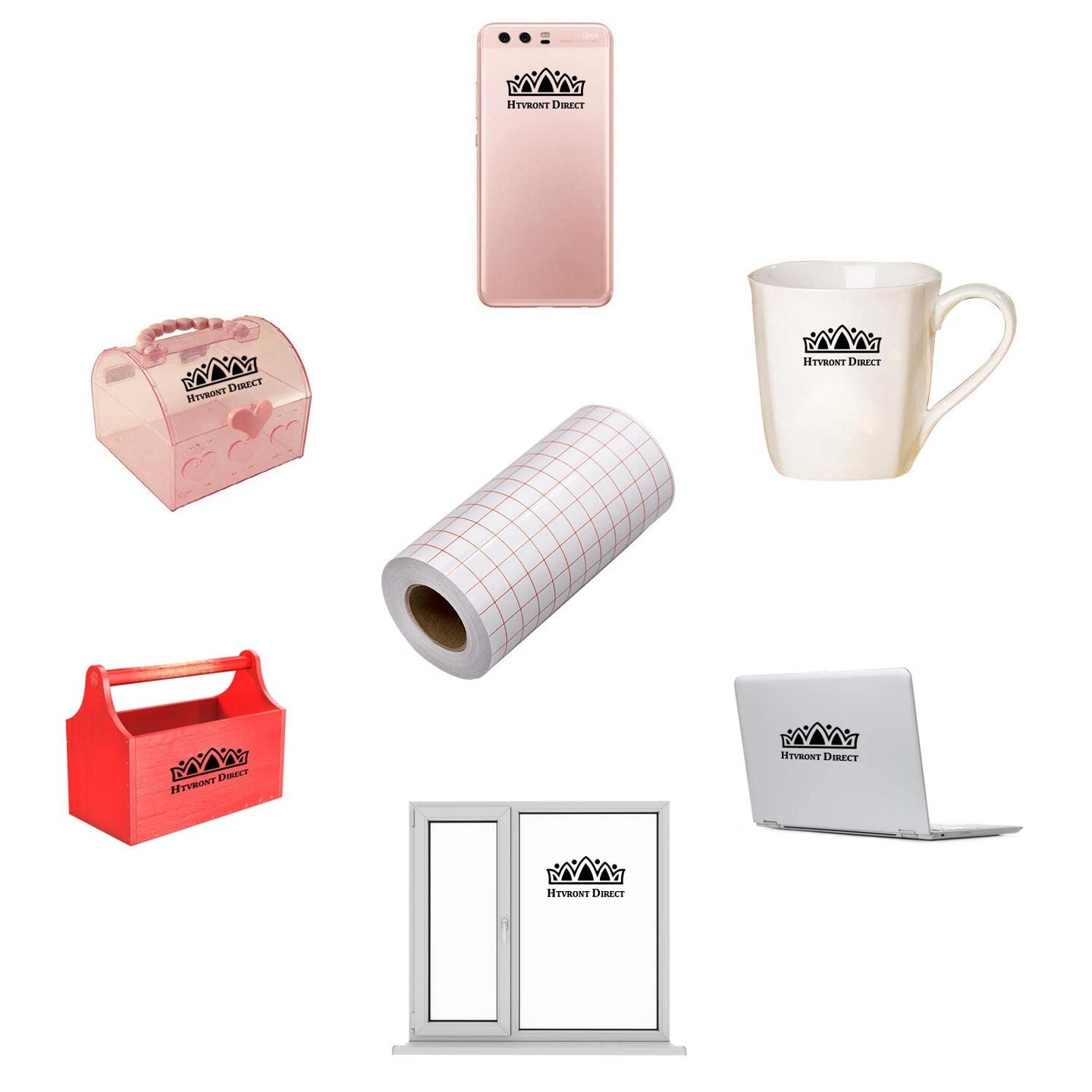 Clear Vinyl Transfer Paper Tape Roll 6&#x22; x 50 Feet Clear w/Red Alignment Grid - Application Transfer Tape Perfect for Self Adhesive Vinyl for Signs Stickers Decals Walls Doors &#x26; Windows