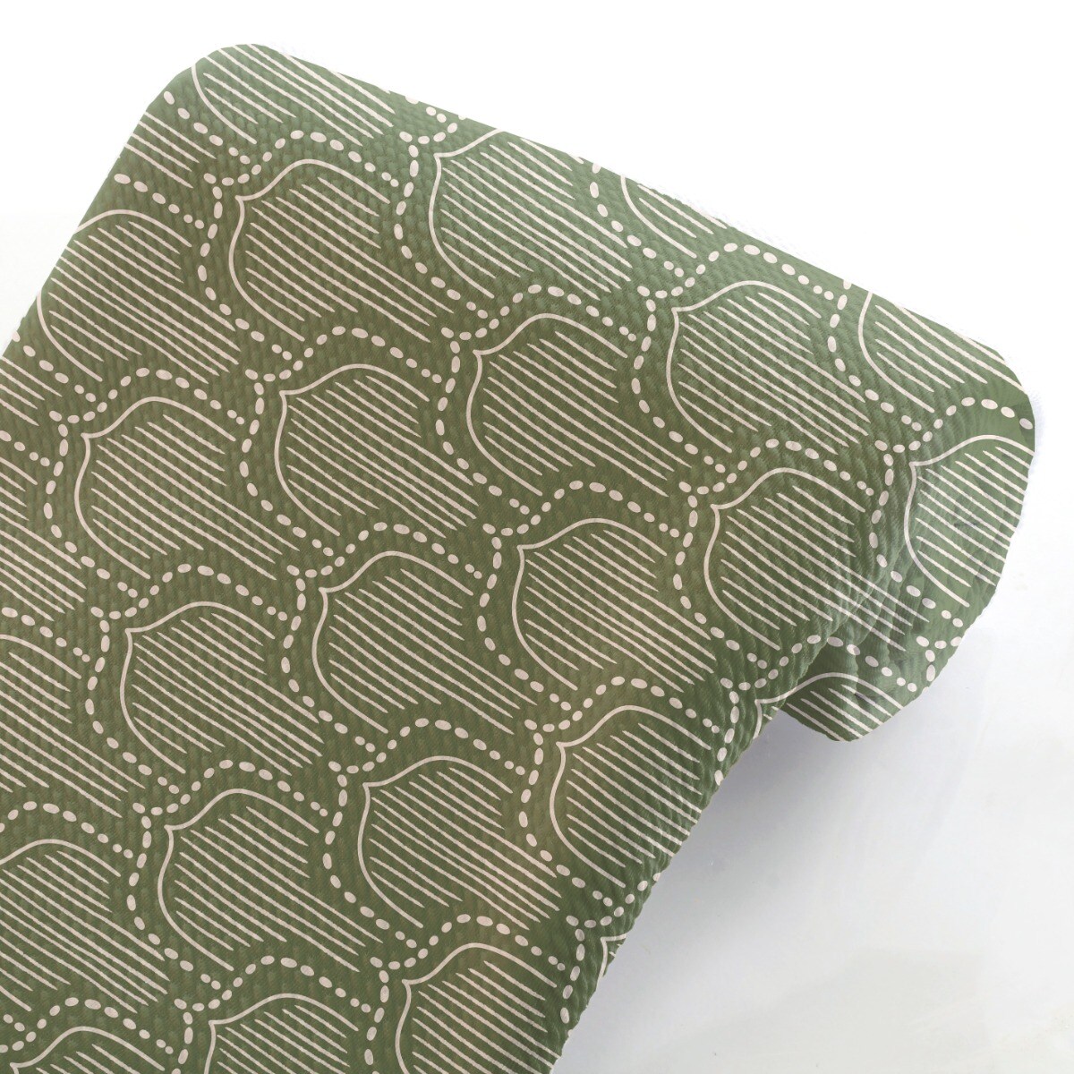 Moss Green Abstract Boho Leaf Bullet Fabric 6&#x22; Strip