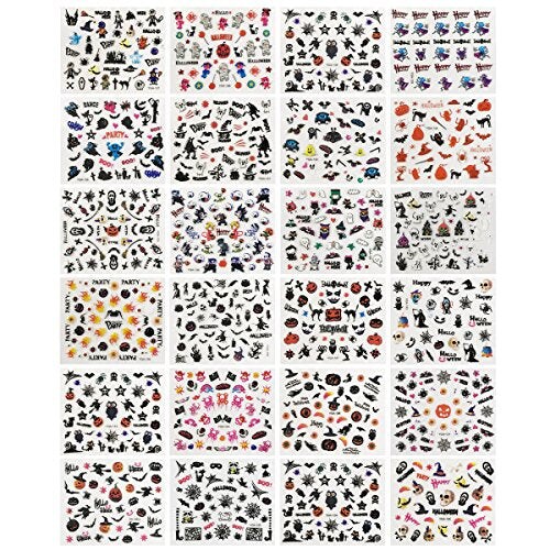 Wrapables Halloween Nail Stickers Nail Art Set Ghost Stickers Bat Nail Art (24 Sheets)