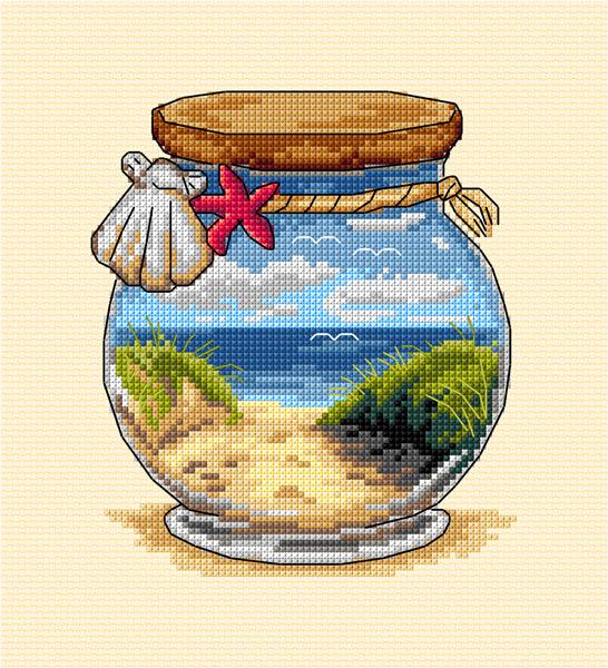 Complete counted cross stitch kit  &#x22;Vacation memories - Sea and Beach&#x22;
