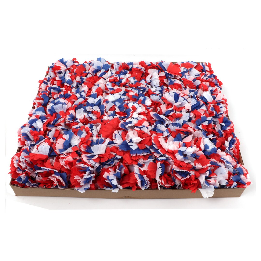 100-Pack: Patriotic Tri-Color Carnation Picks, 5&#x22; Stems, 3.5&#x22; Wide, Artificial Flowers, Floral Picks, Floral Home by Artificial Flowers