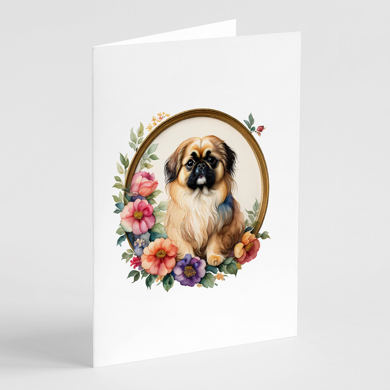 Caroline&#x27;s Treasures Pekingese and Flowers Greeting Cards and Envelopes Pack of 8