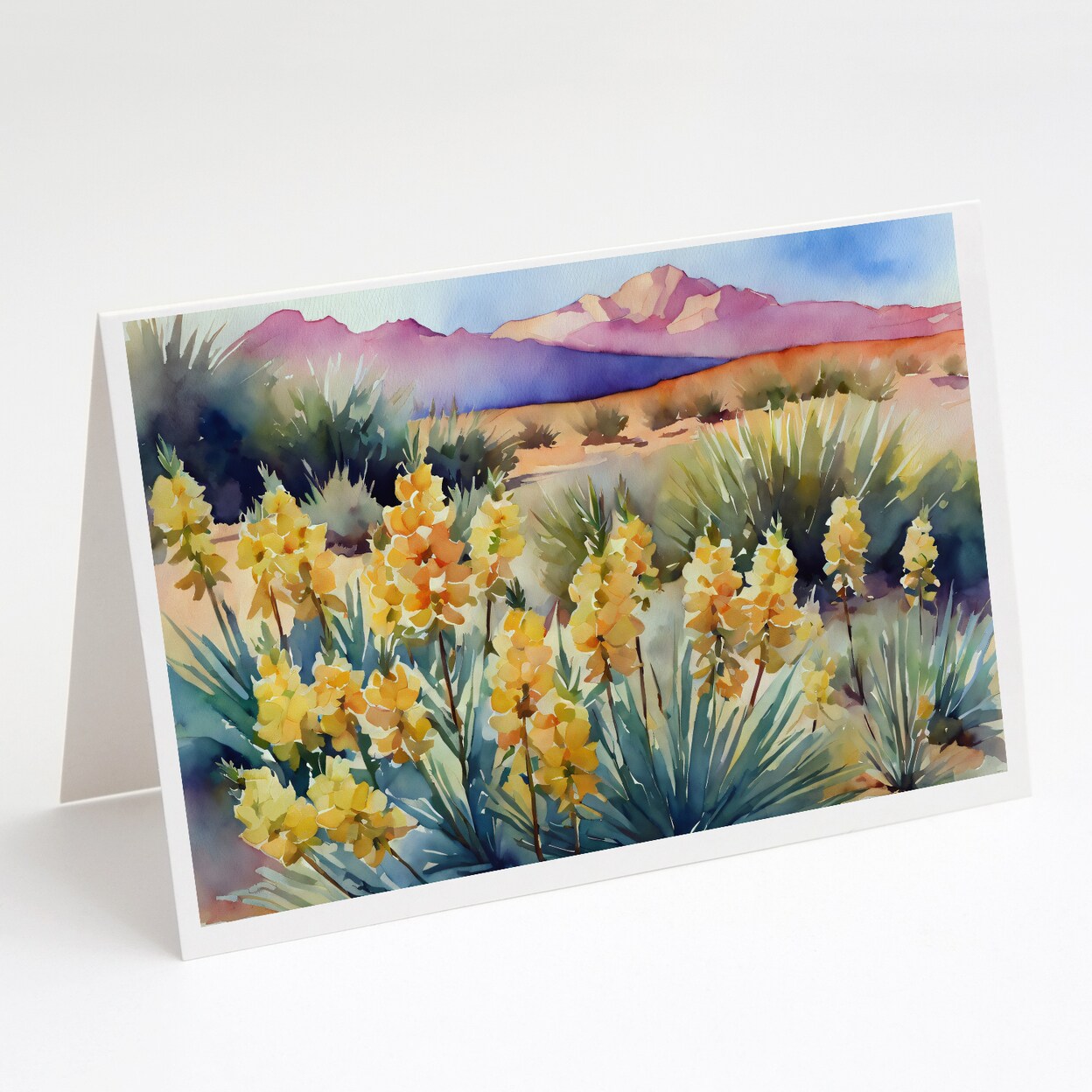 Caroline&#x27;s Treasures Mexico Yucca Flower in Watercolor Greeting Cards and Envelopes Pack of 8