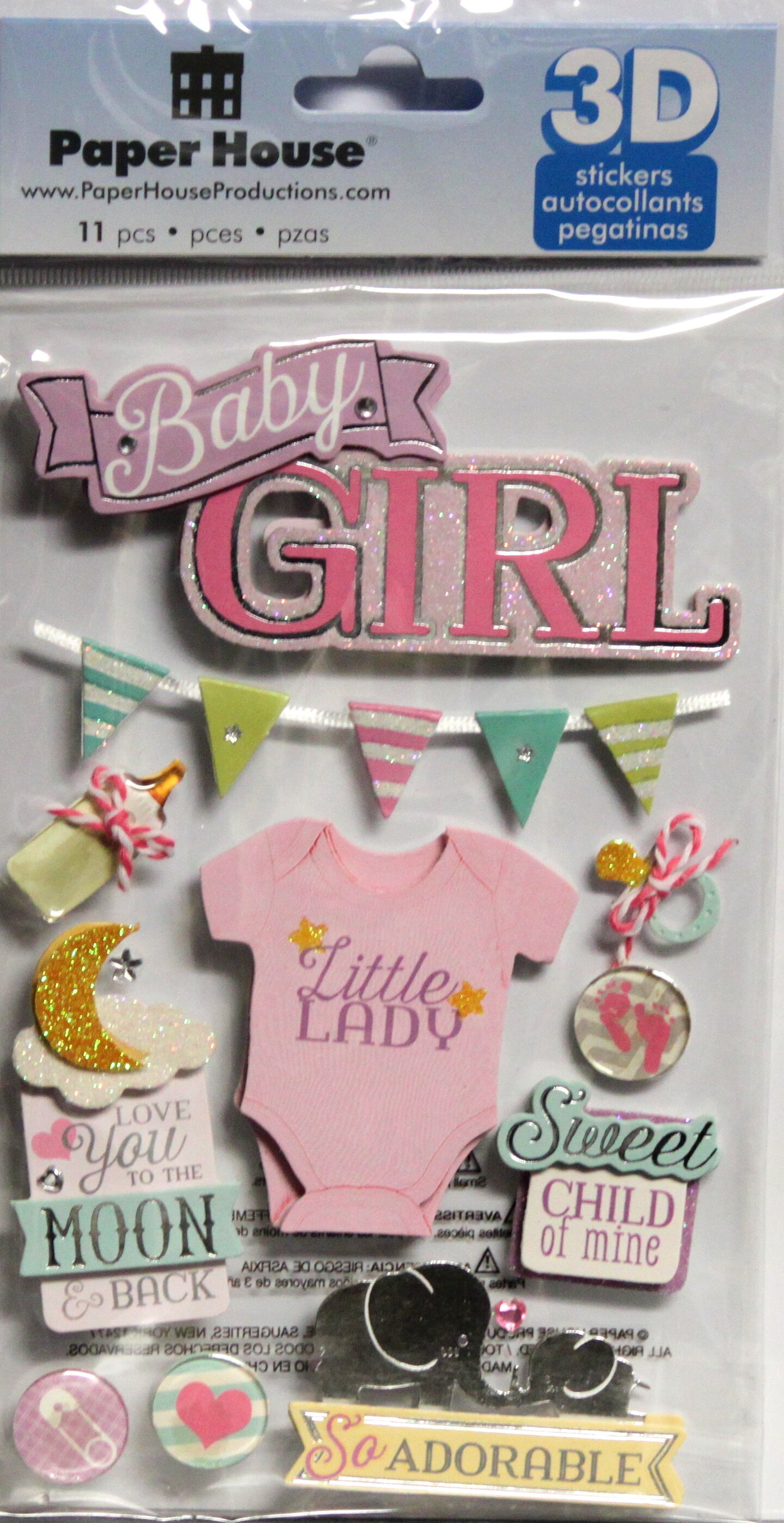 Paper House Baby Girl Dimensional 3D Stickers
