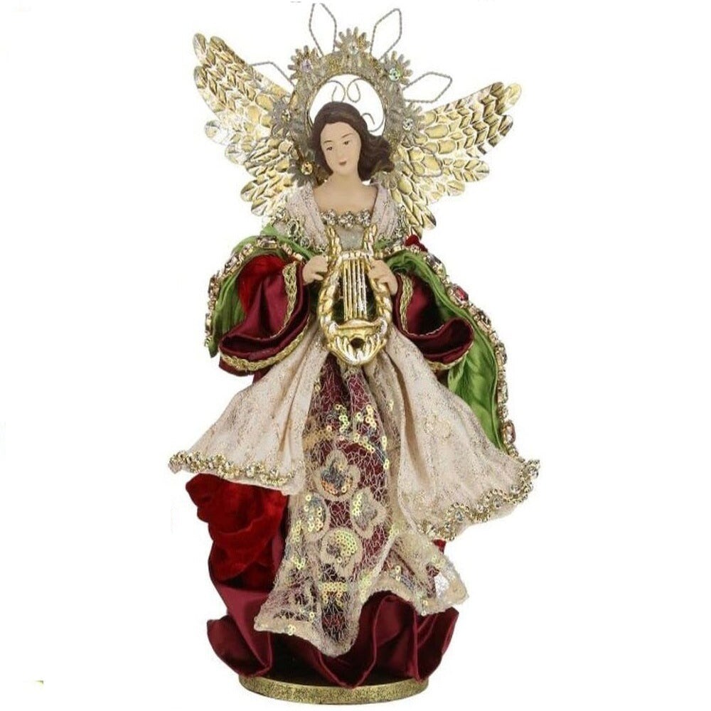 12.5&#x22; Elegant Angels with Musical Instruments &#x2013; Set of 2 Christmas Figurines