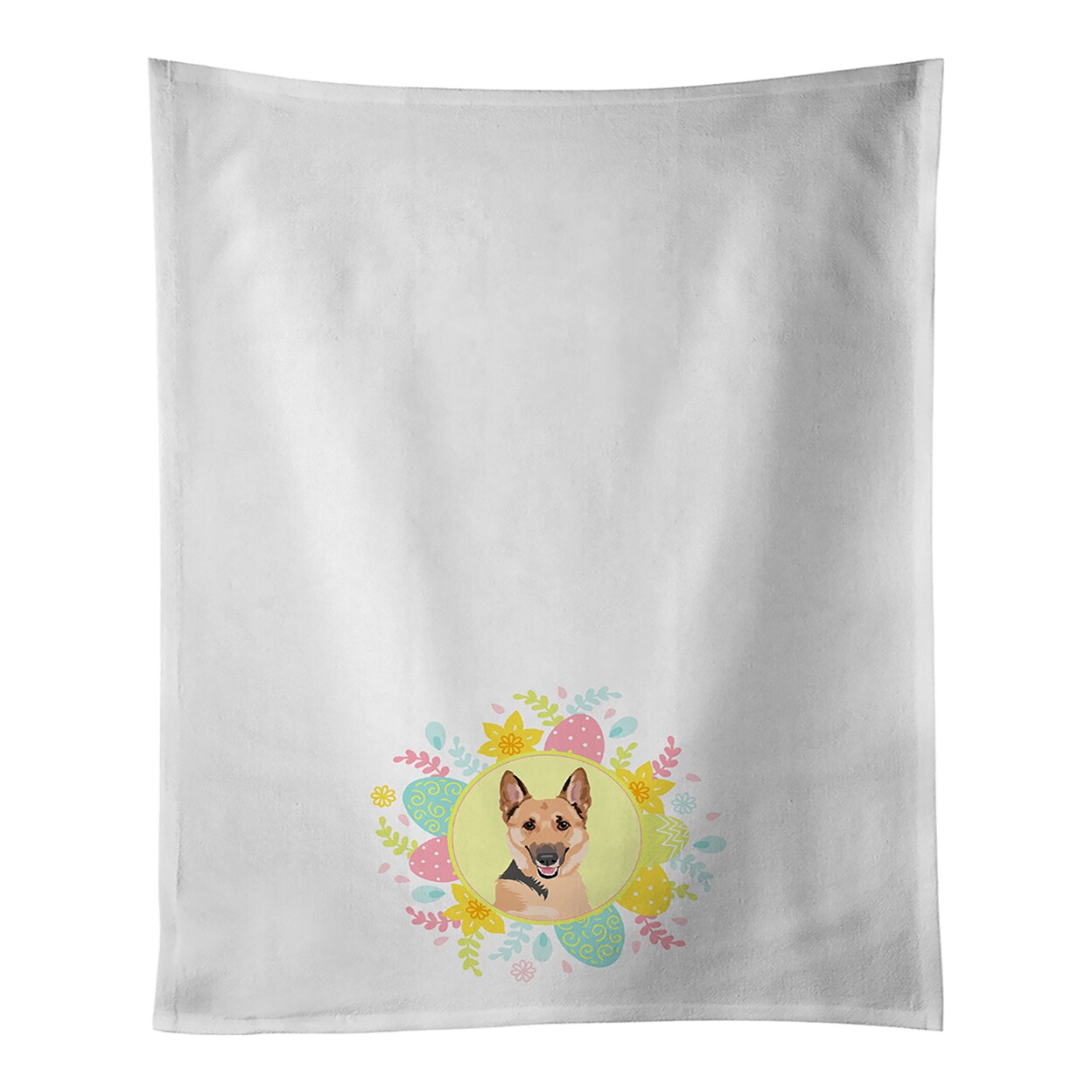 Caroline's Treasures German Shepherd Black and Tan Style 1 Easter White Kitchen Towel Set of 2 Dish Towels