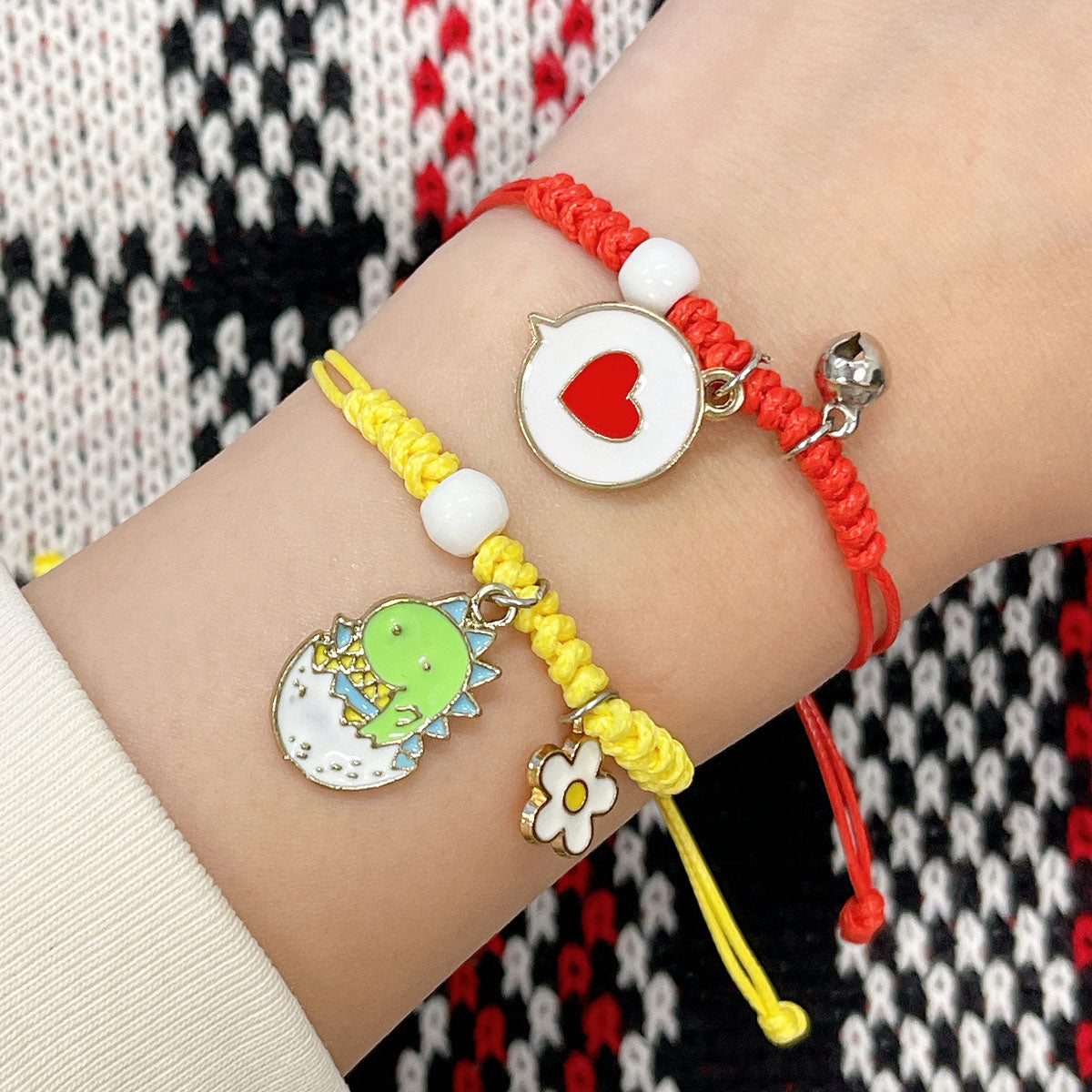 Wrapables Friendship Beaded Enamel Charm Bracelet, Heart