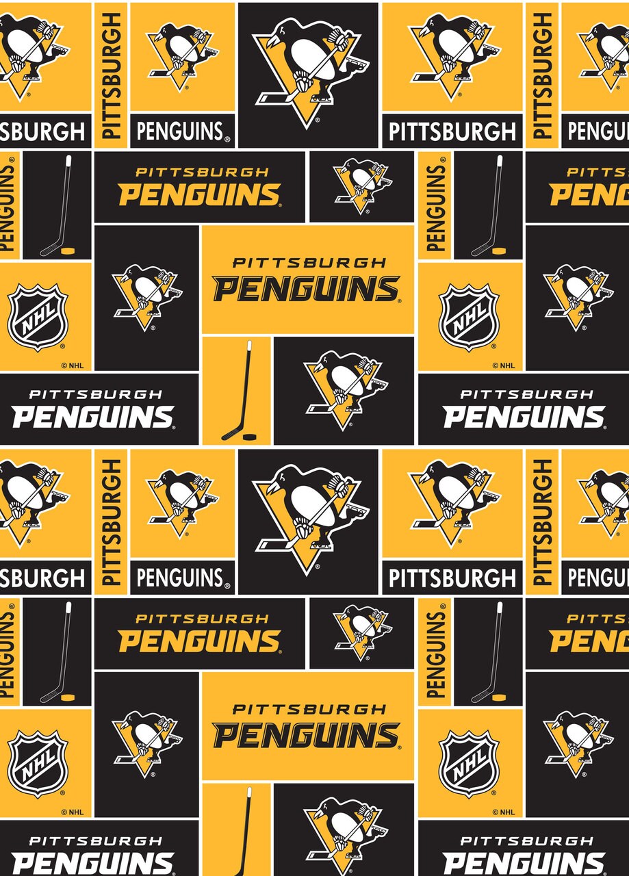Sykel Enterprises NHL Team Fleece Blanket Fabric-Pittsburgh Penguins Geometric Fleece Fabric