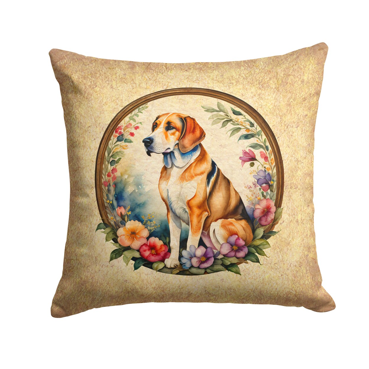 Caroline&#x27;s Treasures American Foxhound and Flowers Fabric Decorative Pillow