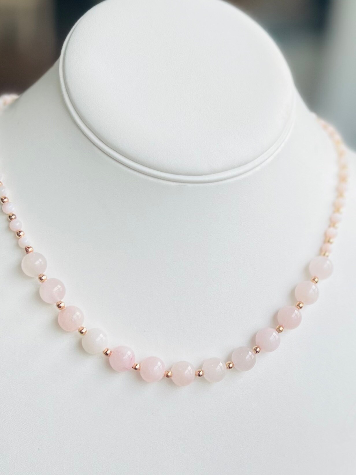 Freshwater Pearl and Rose Quartz Necklace, Coastal Sea glass style Jewelry product 2