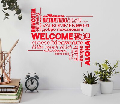 Welcome in Different Languages - Welcome Wall Decal, Welcome Sticker ...