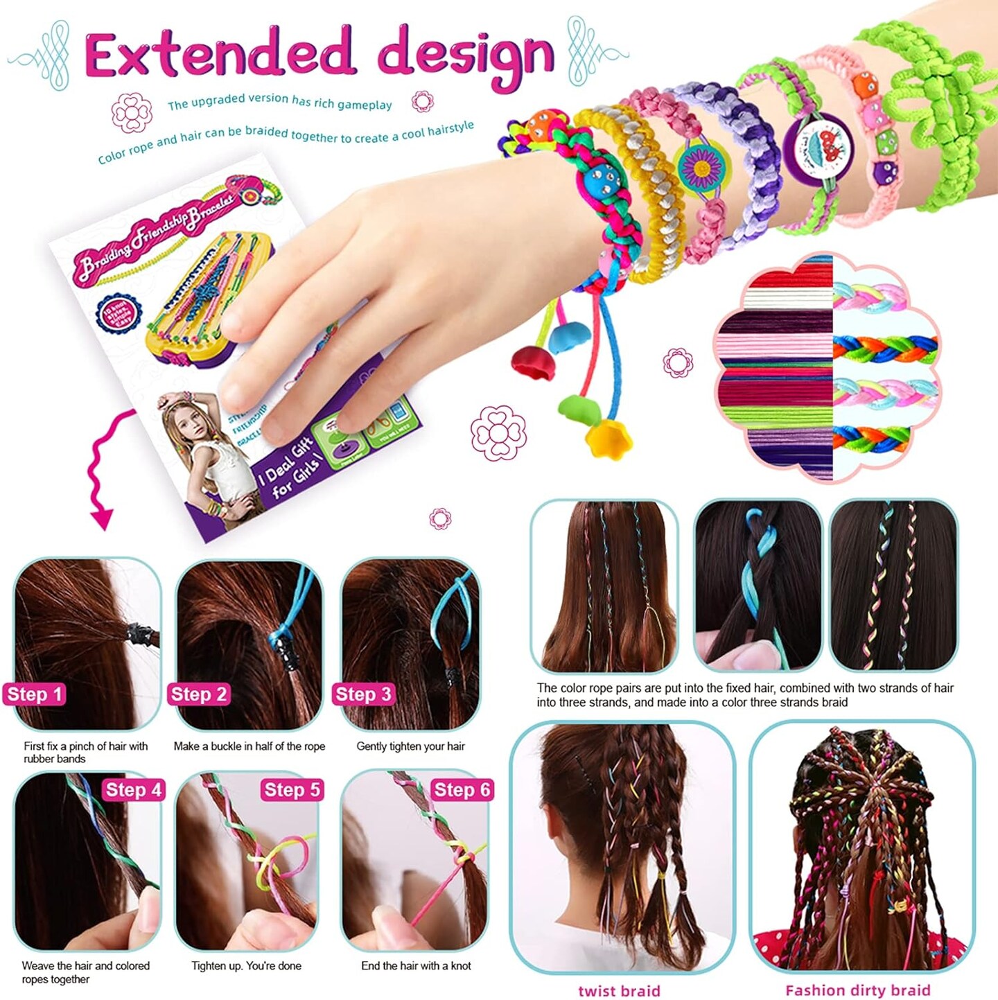 Friendship Bracelet Making Kit - Arts &#x26; Crafts Gift for Girls Ages 7-12