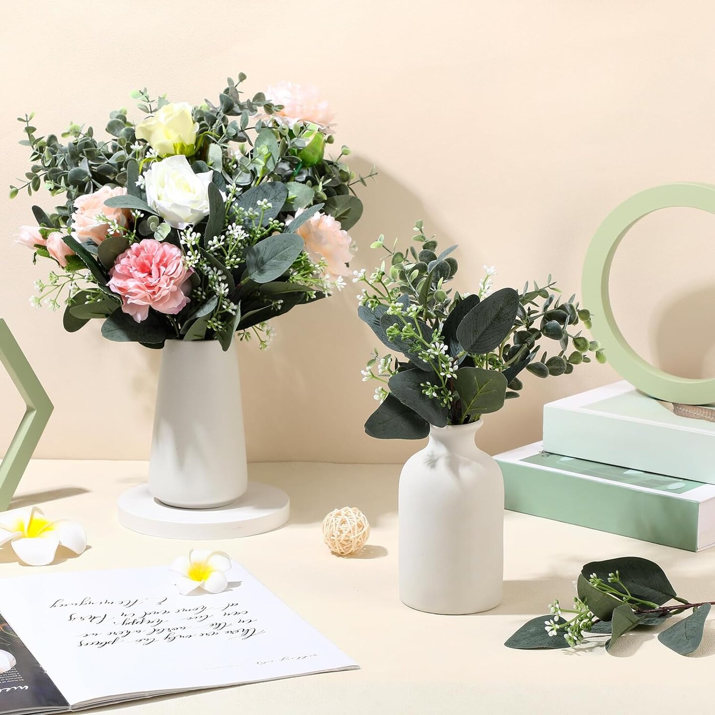 60 Pcs Mixed Eucalyptus Stems with White Seeds – Perfect for Bouquets, Wreaths, and Decorations