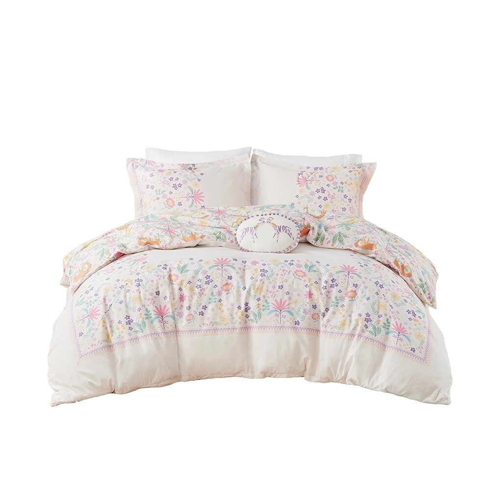Gracie Mills Gabriela Reversible Cotton Duvet Cover Set Kids Jungle Floral Print