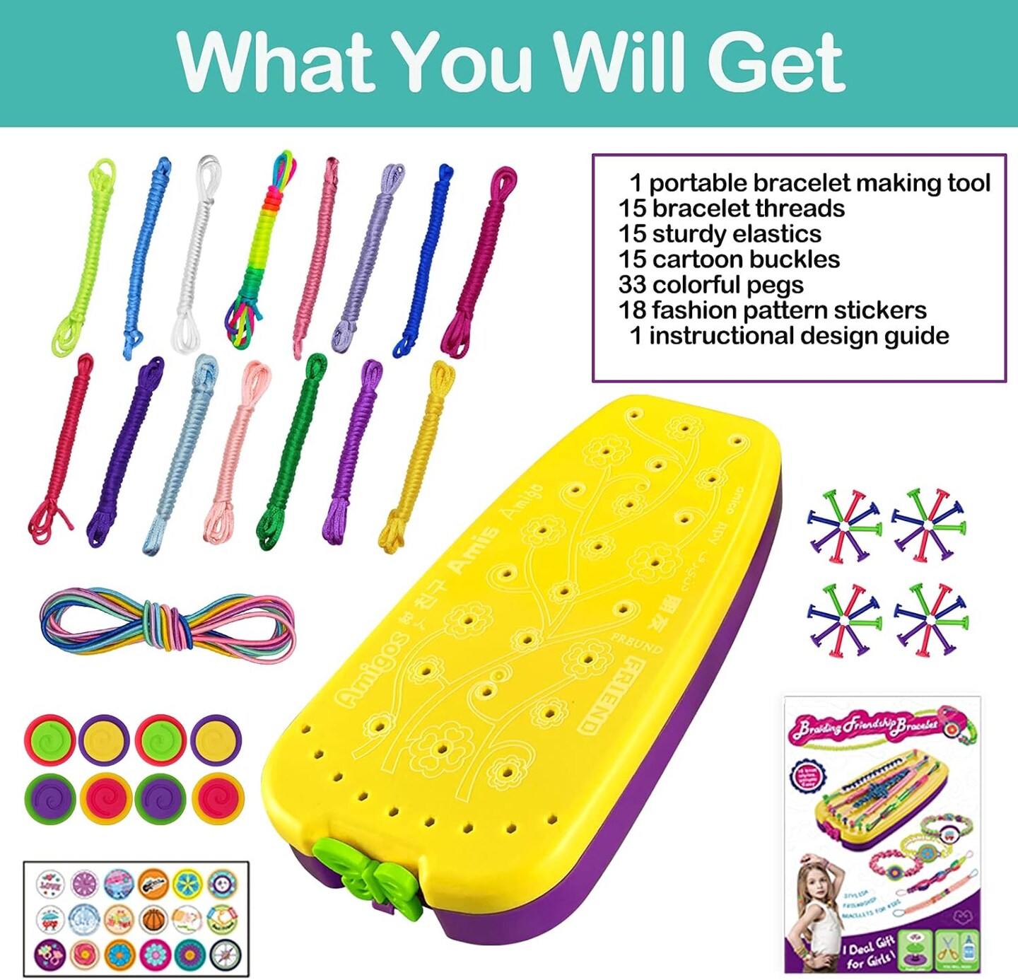 Friendship Bracelet Making Kit - Arts &#x26; Crafts Gift for Girls Ages 7-12