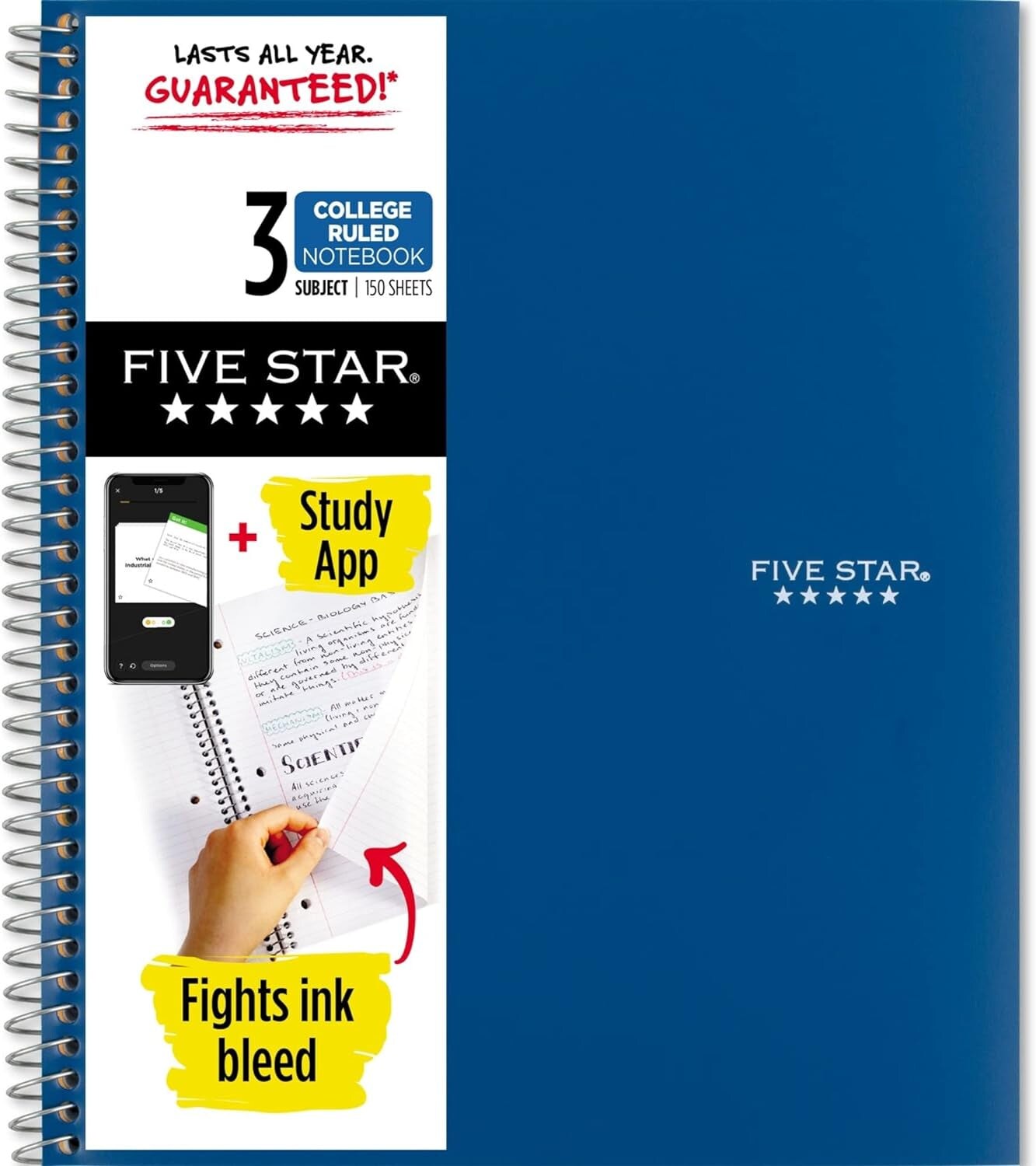 3-Subject College Notebook, 150 Sheets