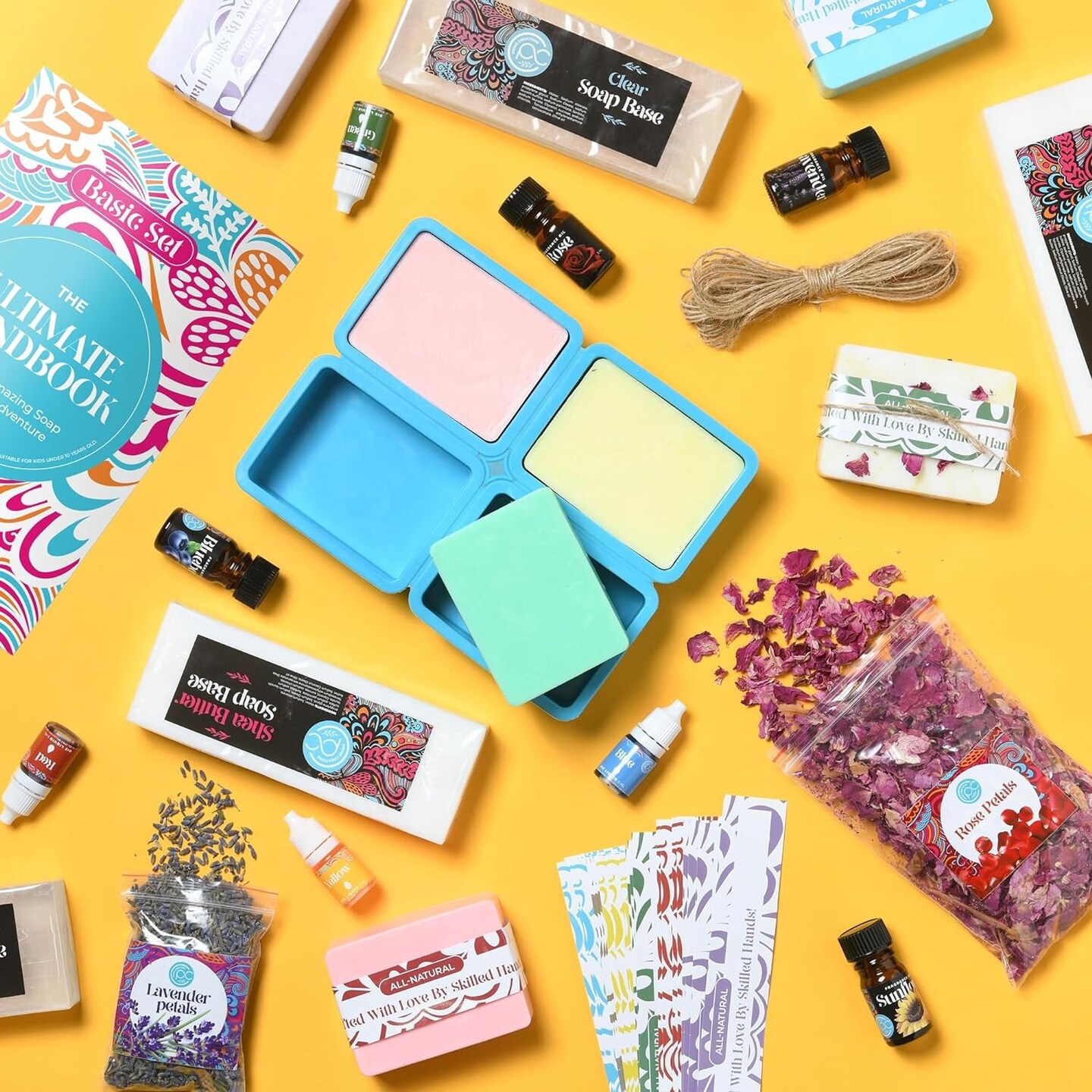 Soap Making Kit - Soap Making Supplies Melt and Pour - DIY Set for Adults and Kids, Includes Soap Base, Silicone Molds, Fragrances, Rose and Lavender Petals