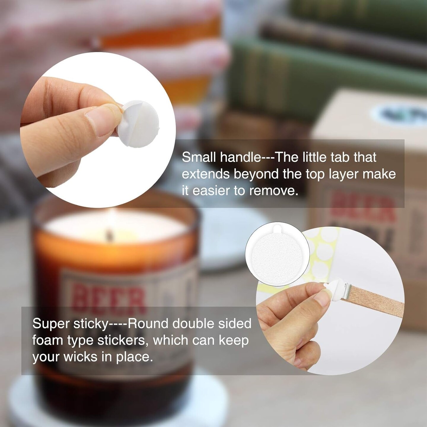 240PCS Candle Making Kit, Candle Wick Stickers, Candle Making Supplies, Double-Sided Stickers with the Little &#x2018;&#x2018;Tail&#x2019;&#x2019;, Hot Wax Stickers for Candle Making