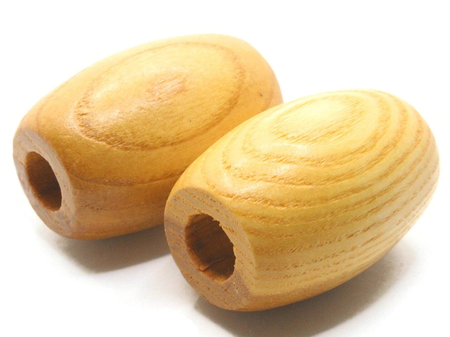 2 51mm Ridiculously Huge Brown Vintage Wood Barrel Large Hole Beads bJ3