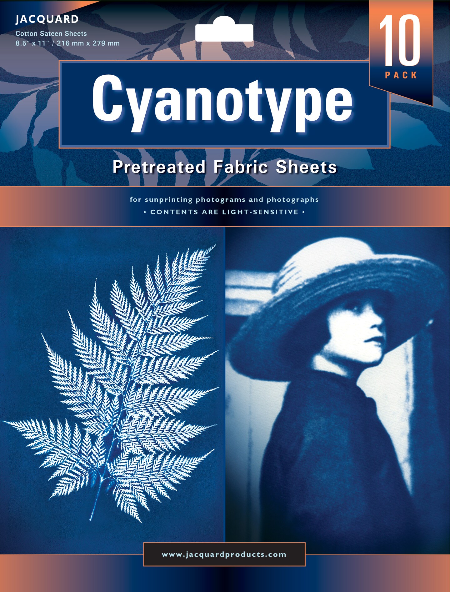 Jacquard Cyanotype Fabric, 8.5in x 11in, 10 Sheets/Pkg.