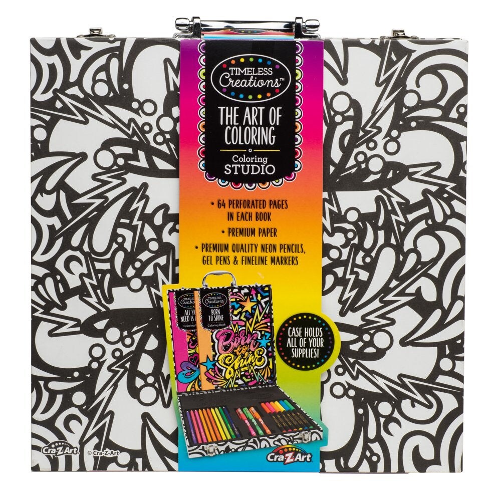 2pc Gift Set Coloring the 80s Adult Coloring Book Relax & Rewind + Neon  Crayons