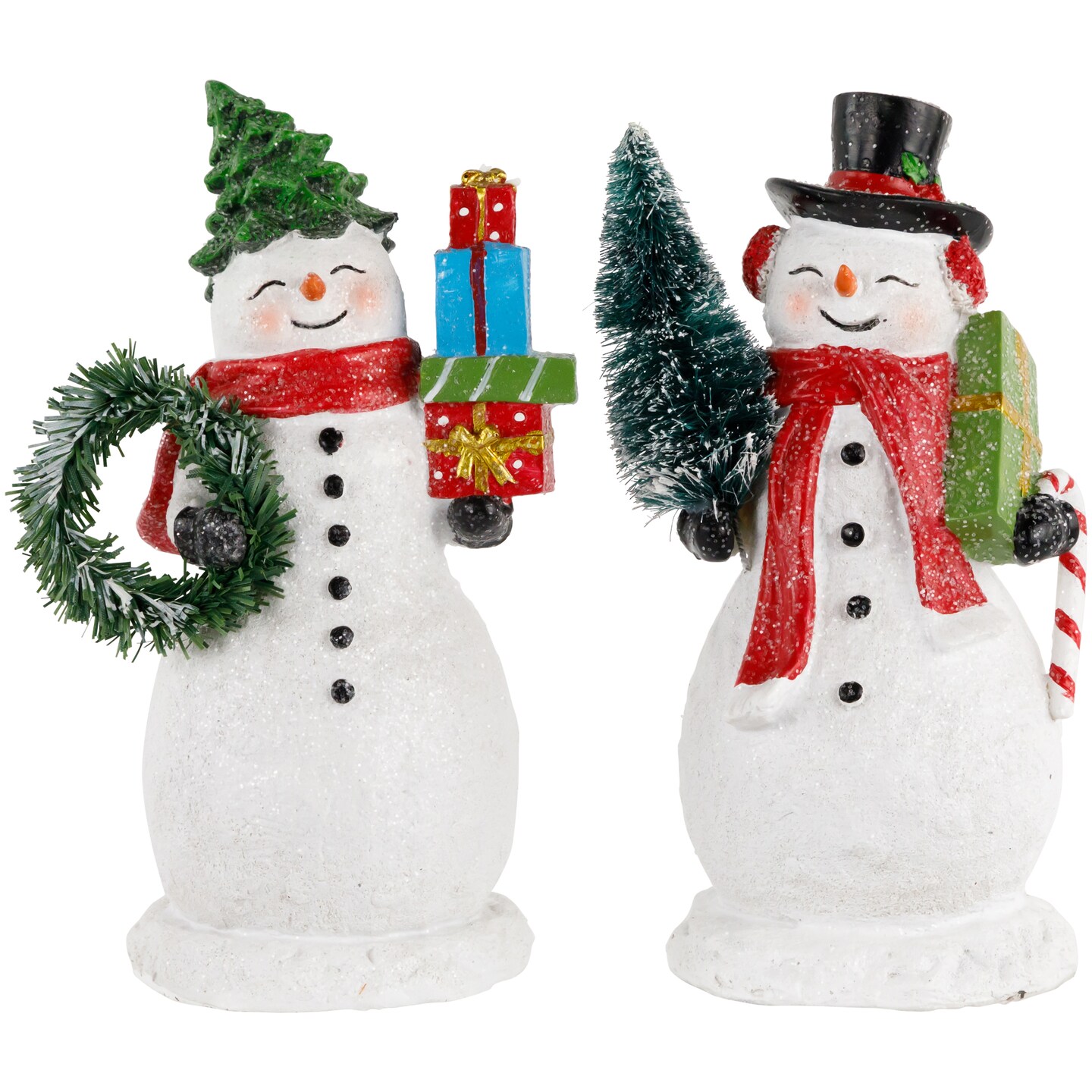 Northlight Shopping Snowmen Couple with Presents Christmas Figurines - 8" - Set of 2