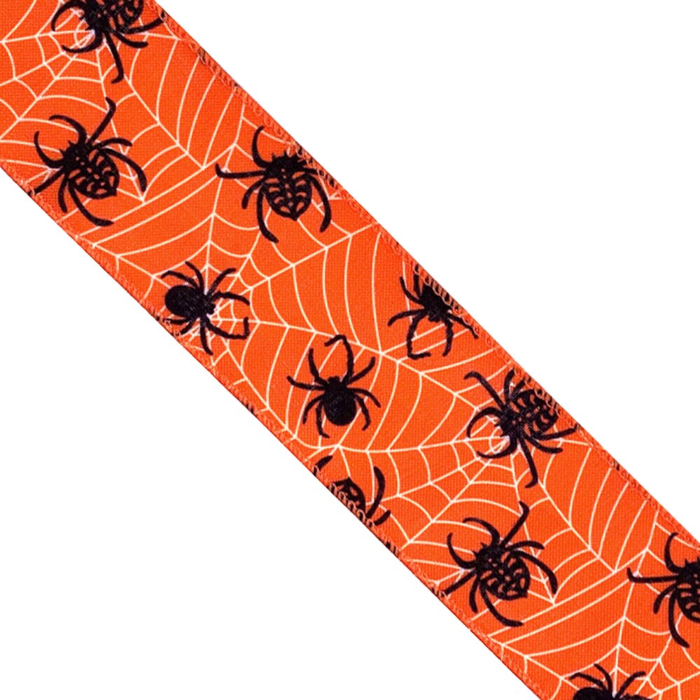 Halloween Spider Web wired edge ribbon 2.5&#x201D; x 10 yard