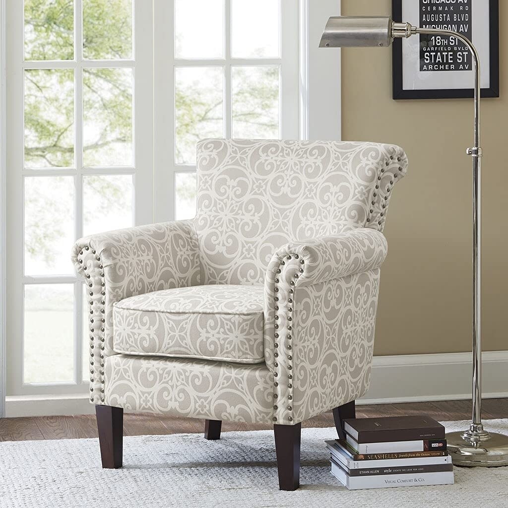 Madison Park Brooke Tight Back Club Chair with Natural Finish MP100-0991