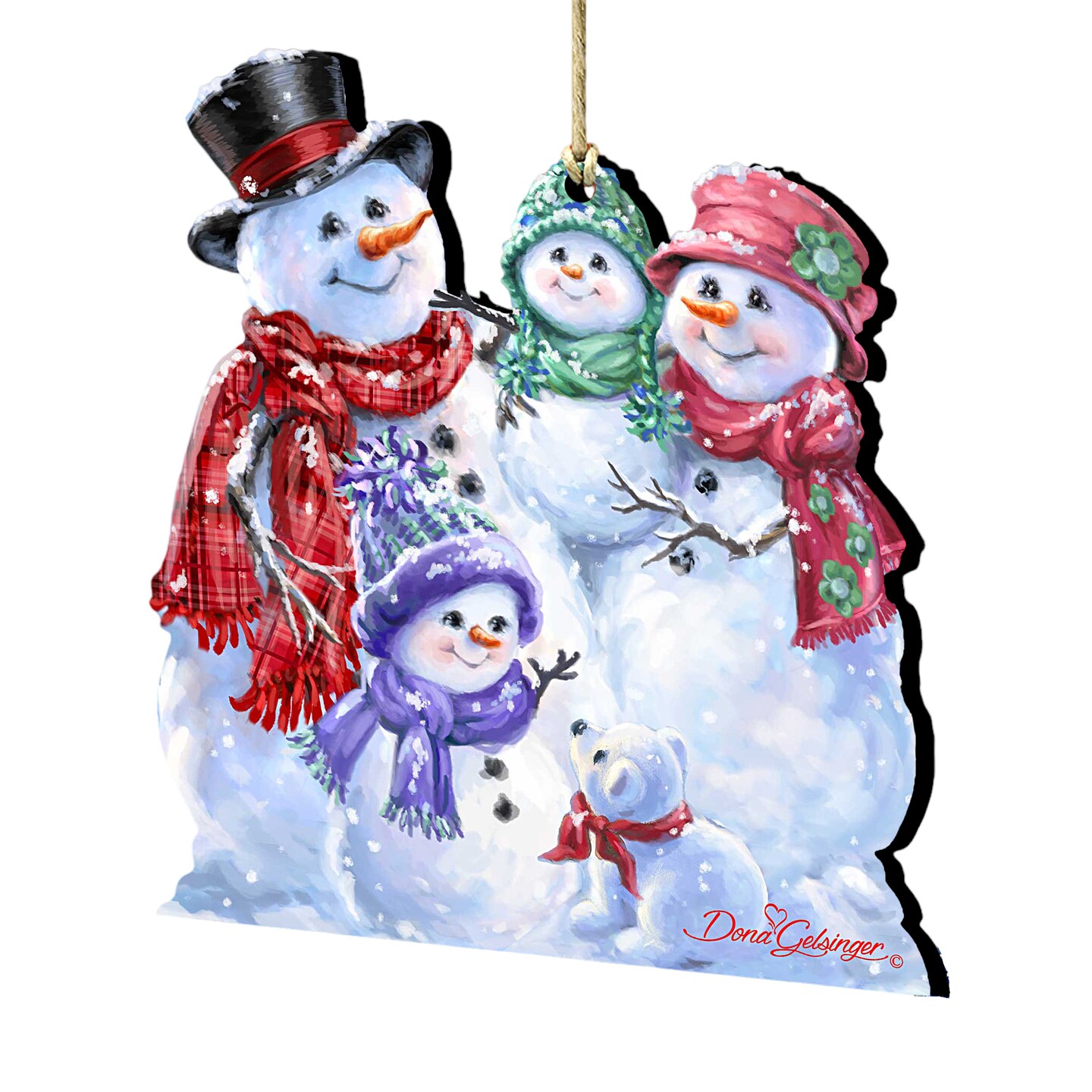 Designocracy Set of 2 Snowman Family Wooden Christmas Ornaments 5.5" Michaels