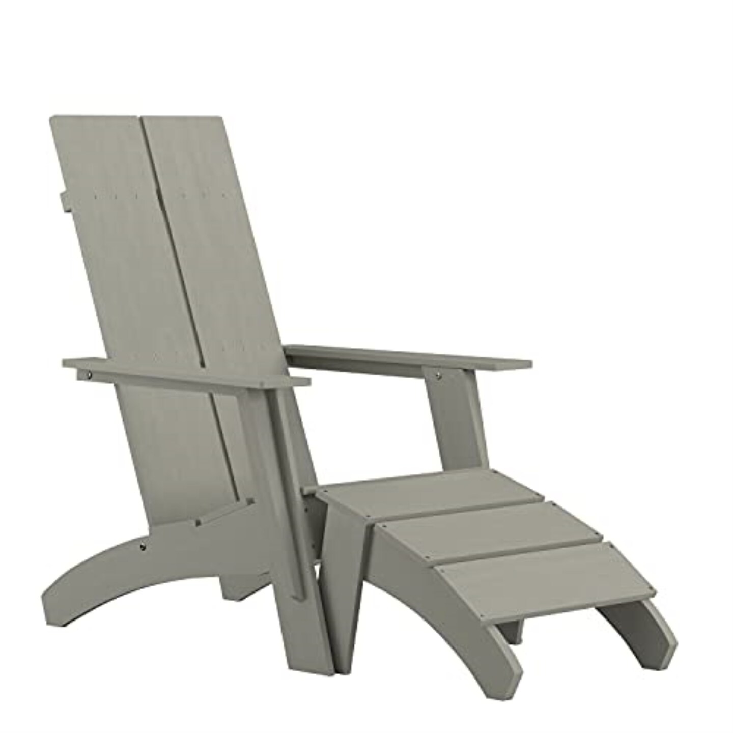 Sawyer Modern All-Weather Poly Resin Wood Adirondack Chair with Foot Restin Gray