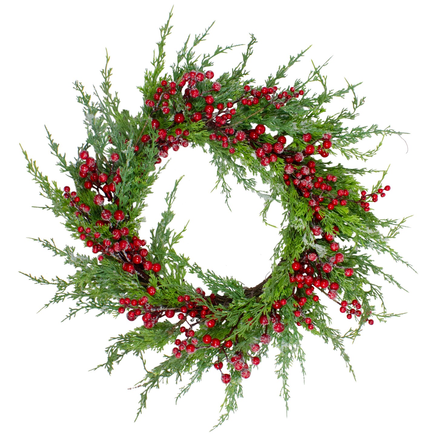 Northlight Real Touch™️ Iced Berries and Pine Artificial Christmas Wreath - 24" - Unlit