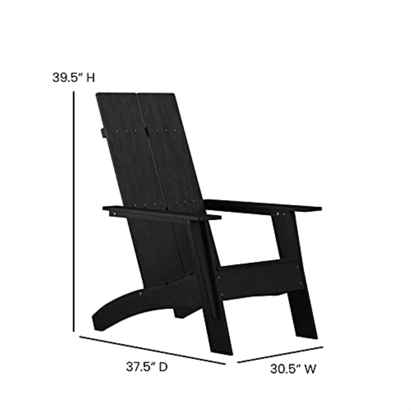 Sawyer Modern All-Weather Poly Resin Wood Adirondack Chair with Foot Restin Black