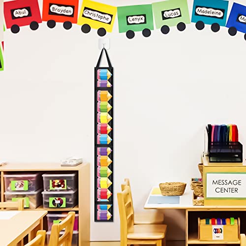 Bulletin Border Storage Pocket Chart for Classroom, Bulletin Board Border Storage, Classroom Organizer with Storage Pockets (Black)