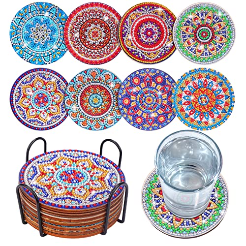 Billbotk 8 Pieces Diamond Painting Coasters Kit with Holder, Diamond Art  Coasters, Arts and Crafts for Adults, Small Diamond Painting Kits for