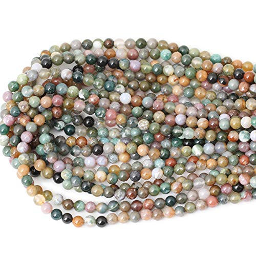 60 Pieces 6mm Natural Indian Agate Gemstone Round Loose Beads for Jewelry Making DIY 1 Strand 15"