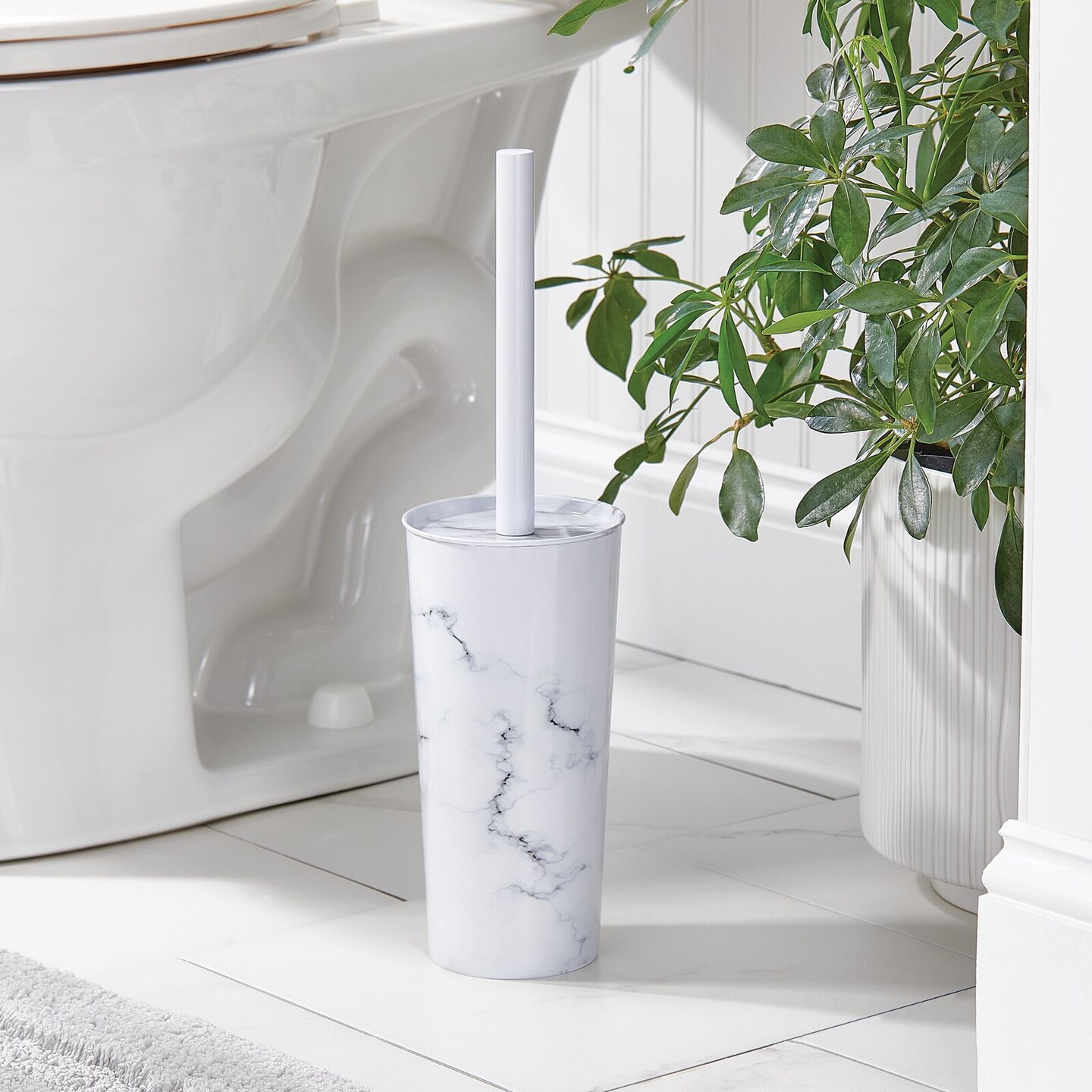mDesign Steel Toilet Bowl Brush/Holder Bathroom Storage Combo