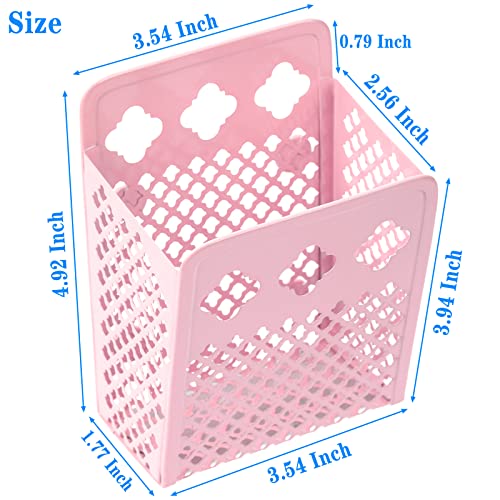 Magnetic Pencil Holder,Mesh Stainless Steel Pen Basket, Metal Writing Utensil Storage Organizer for Whiteboard,Blackboard,Kitchen, Locker, Home, or Office (Pink)