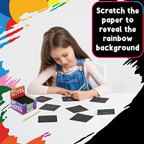 Rainbow Scratch Off Mini Notes + 2 Stylus Pens: 150 Sheets of Black Note Paper