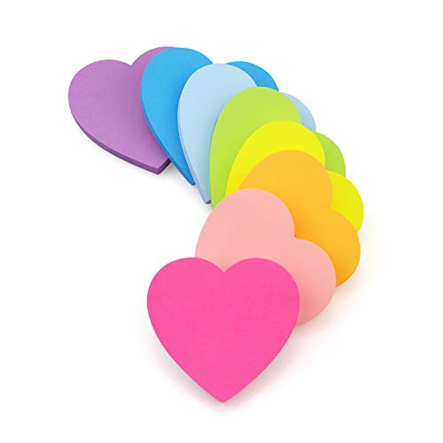 Heart Shape Sticky Notes 8 Color Bright Colorful Sticky Pad 75