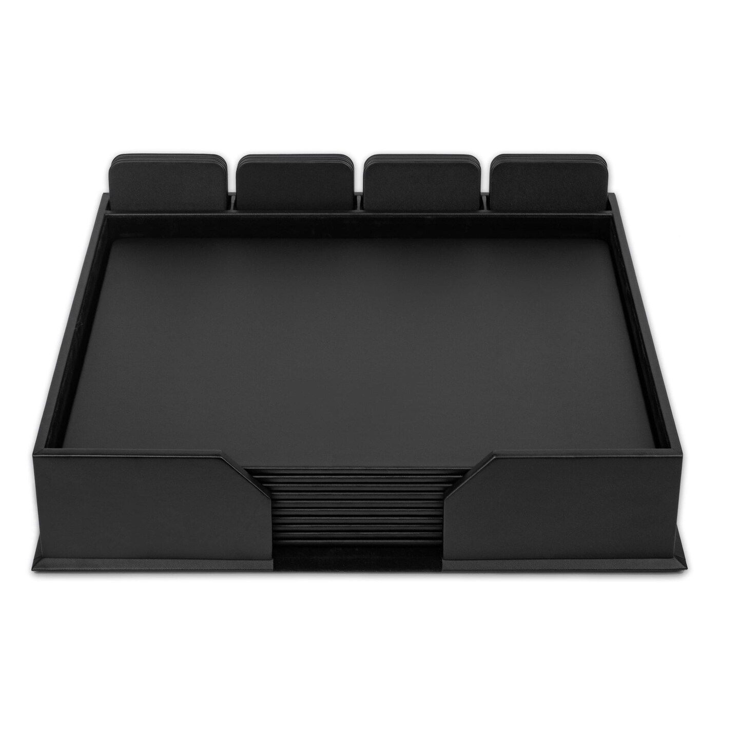 Black Leatherette 23-Piece Conf. Room Set with Square Coasters