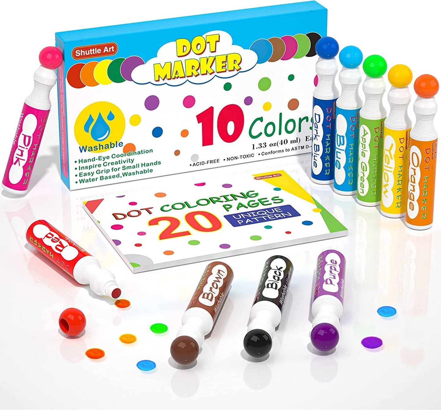 Washable Dot Markers 26 Colors with Free Activity Book, Fun Art