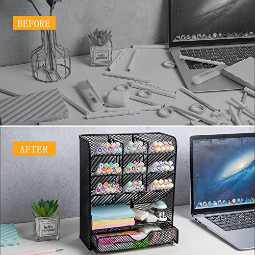 Spacrea Desk Organizers and Accessories, Office Organizer Pencil Holder for  Desk, Desk Office Supplies Organizer (Black) 