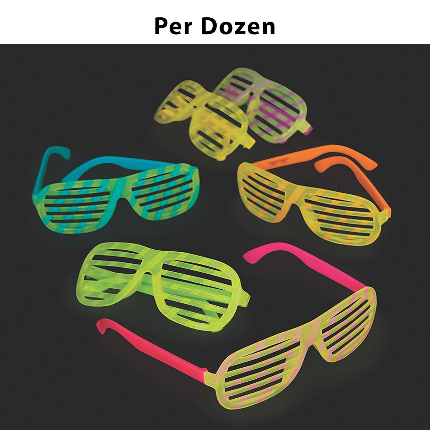 Adults Bright Color Glow-in-the-Dark Shutter Glasses - 12 Pc.