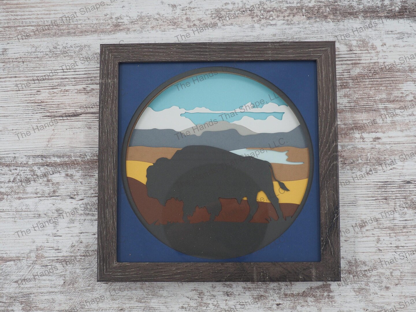 Prairie Bison Layered Paper Art Shadow Box | MakerPlace by