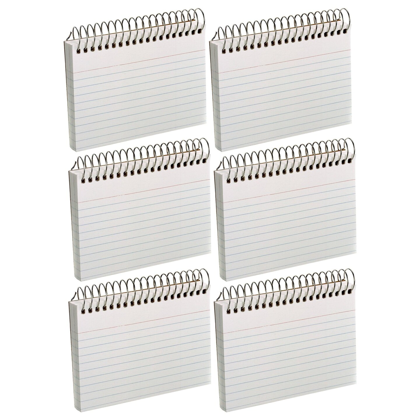 Spiral Index Cards, 3&#x22; x 5&#x22;, White, Ruled, 50 Per Pack, 6 Packs