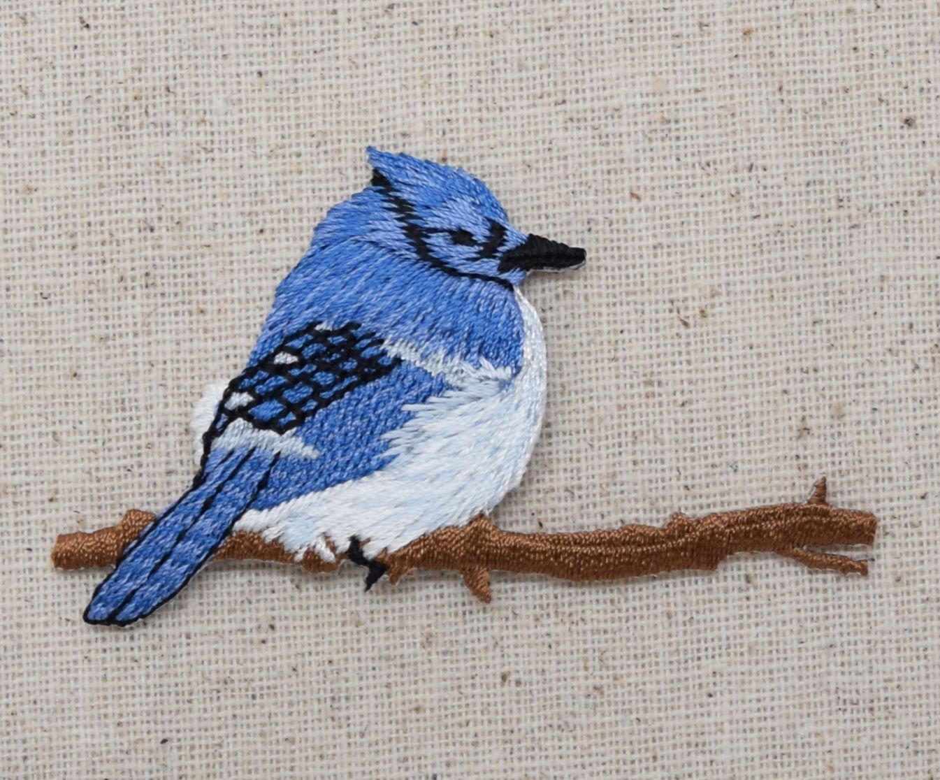 Bluejay, Birds, Blue Jay on Tree Branch, Embroidered, Iron on Patch